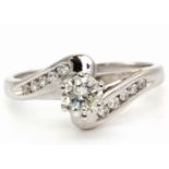 18ct White Gold Single Stone Fancy Set Diamond Ring (0.51) 0.65 Carats