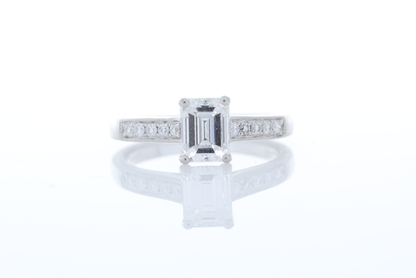 Platinum Single Stone Emerald Cut Diamond Ring 1.04 Carats