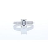Platinum Single Stone Emerald Cut Diamond Ring 1.04 Carats