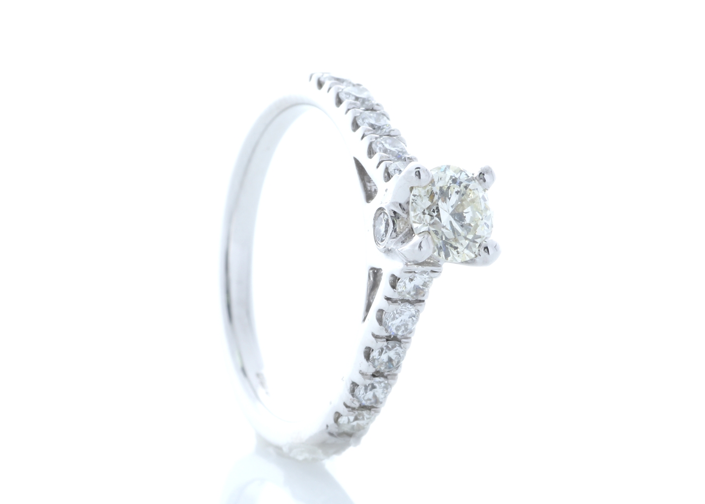 18ct White Gold Single Stone Prong Set With Stone Set Shoulders Diamond Ring (0.51) 0.91 Carats