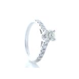 18ct White Gold Single Stone Prong Set With Stone Set Shoulders Diamond Ring (0.51) 0.91 Carats