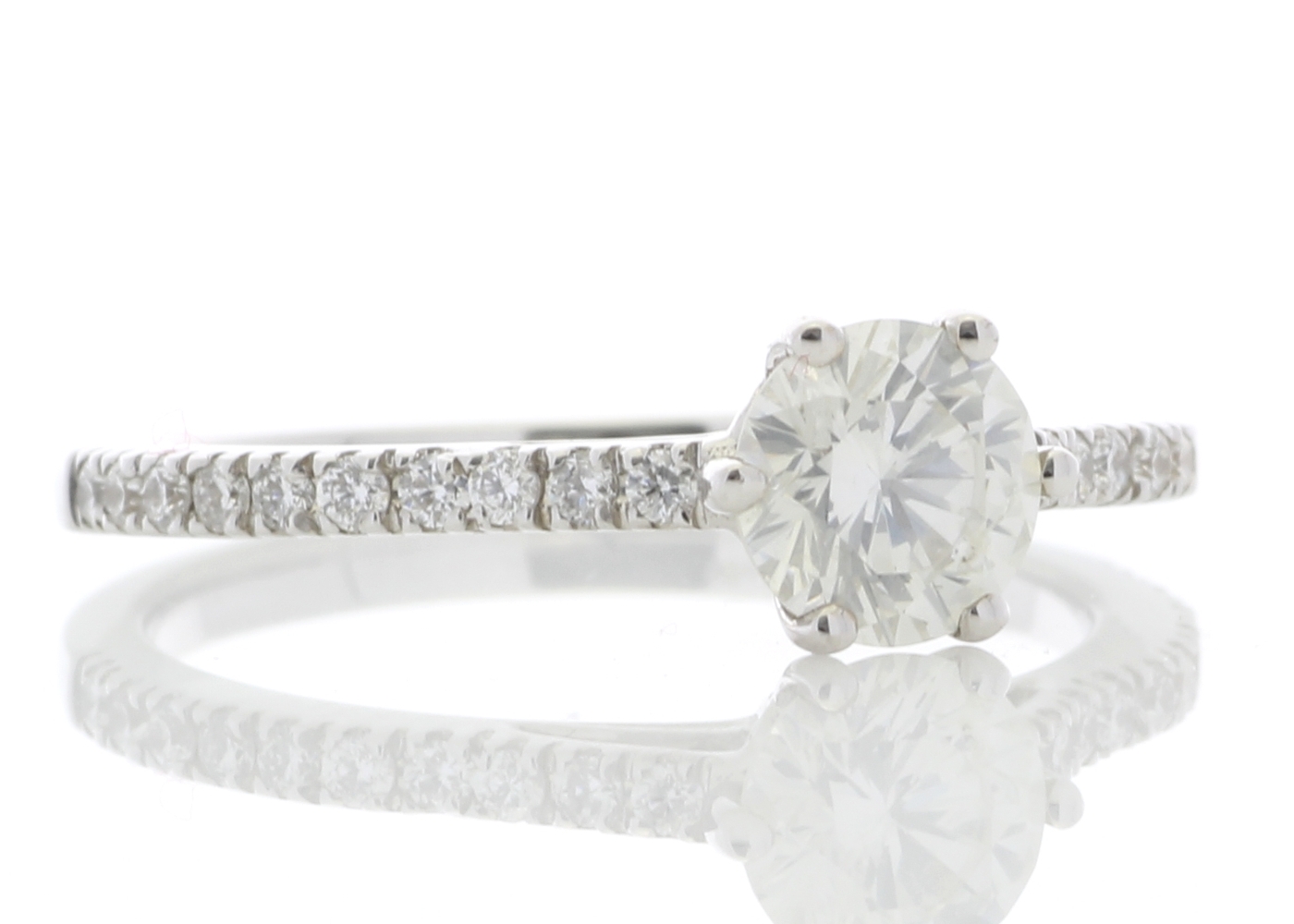 18ct White Gold Solitaire Diamond ring With Stone Set Shoulders (0.71) 0.90 Carats - Image 4 of 5