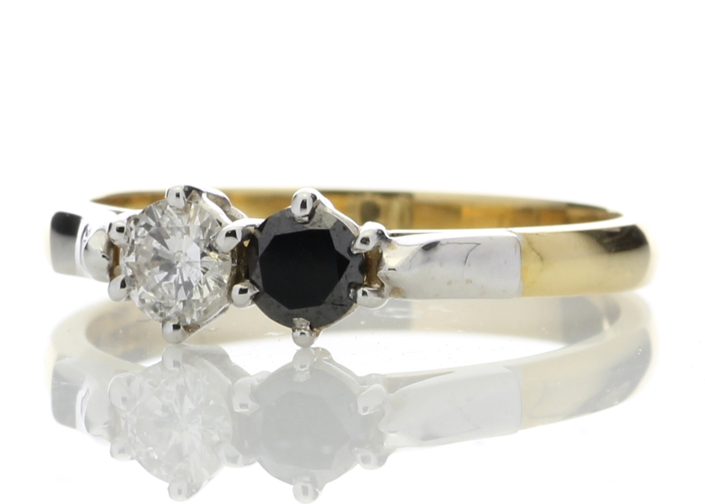 18ct Two Stone Claw Set Diamond With Black Treated Stone Ring 0.50 Carats - Image 2 of 4