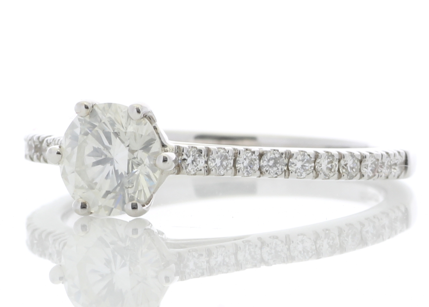 18ct White Gold Solitaire Diamond ring With Stone Set Shoulders (0.71) 0.90 Carats - Image 2 of 5