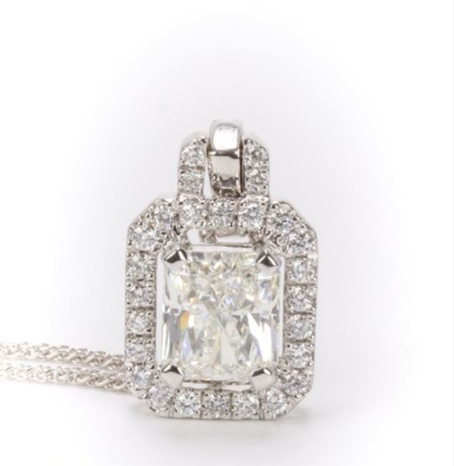 18ct White Gold Single Stone With Halo Setting Pendant 2.39 Carats - Image 2 of 6