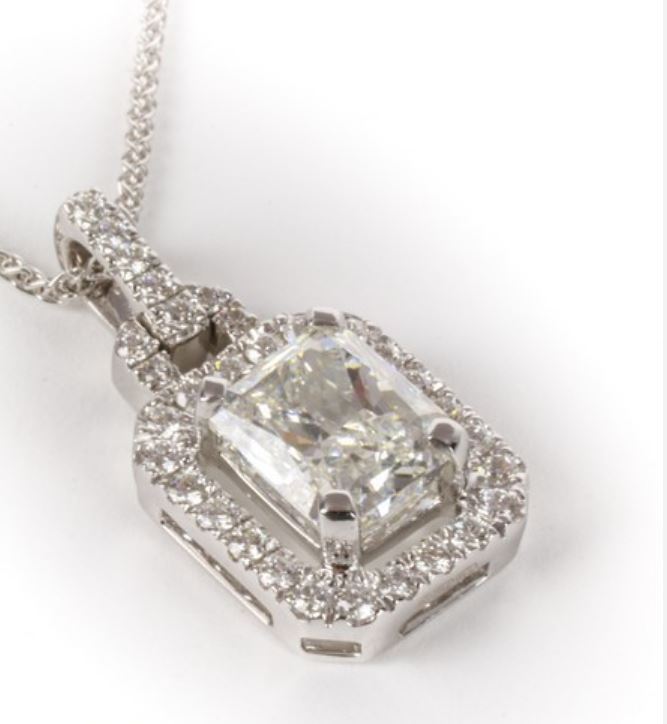 18ct White Gold Single Stone With Halo Setting Pendant 2.39 Carats - Image 3 of 6