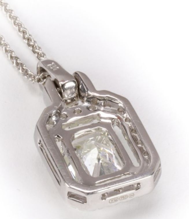 18ct White Gold Single Stone With Halo Setting Pendant 2.39 Carats - Image 4 of 6