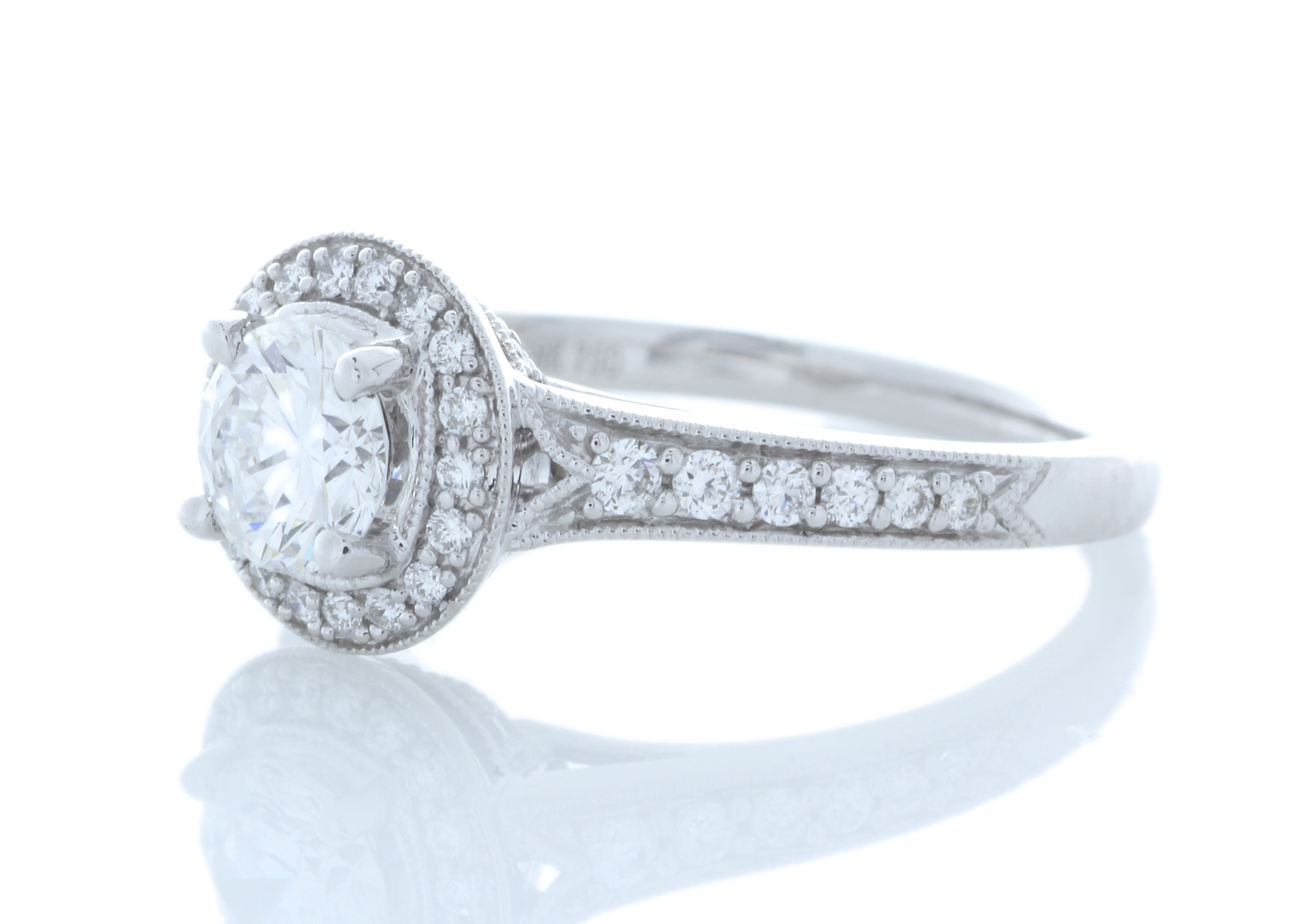 18ct White Gold Single Stone With Halo Setting Ring (0.63) 0.91 Carats - Image 2 of 5