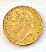 Detailed 1821 full gold sovereign - King George IV