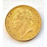 Detailed 1821 full gold sovereign - King George IV