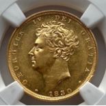 Uncirculated NGC certified 1830 King George IV full gold sovereign