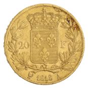 1818 - 20 Francs A - Louis XVIII - Bare head