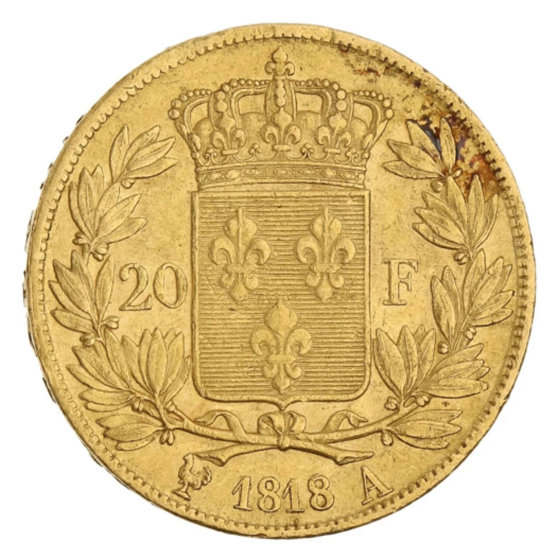 1818 - 20 Francs A - Louis XVIII - Bare head