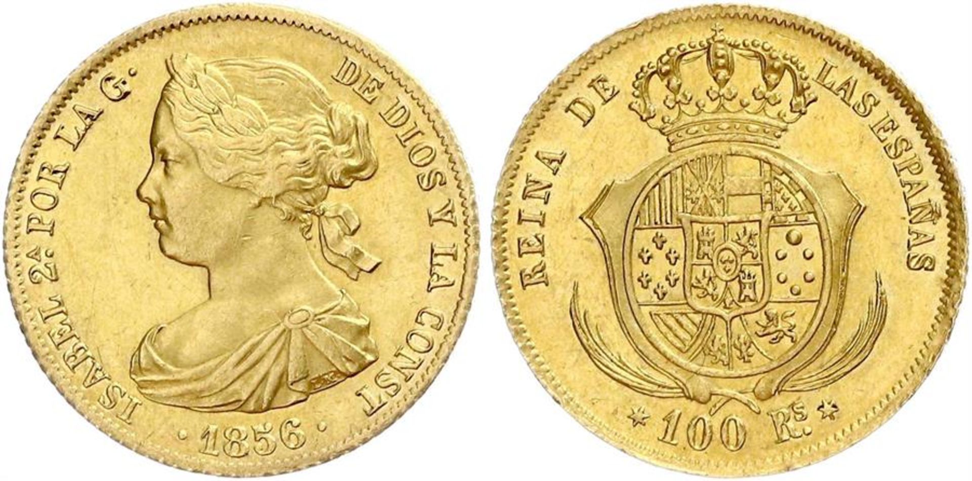 100 Reales 1856 - Madrid- extremley fine, brilliant uncirculated