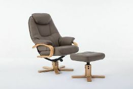 Brand New Boxed Gfa Stress Less Cannes Swivel Reclining Chair And Stool In Truffle