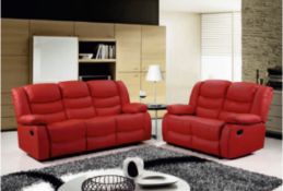 Brand New Boxed 3 Seater Plus 2 Seater Roman Reclining Sofas In Red