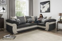 Brand New Parma Fabric Grey/Beige Corner Sofa