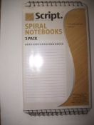 122 x Script Spiral Notebooks 100 sheet 60gsm lined, 4 boxes of 33 packs of 3 pads