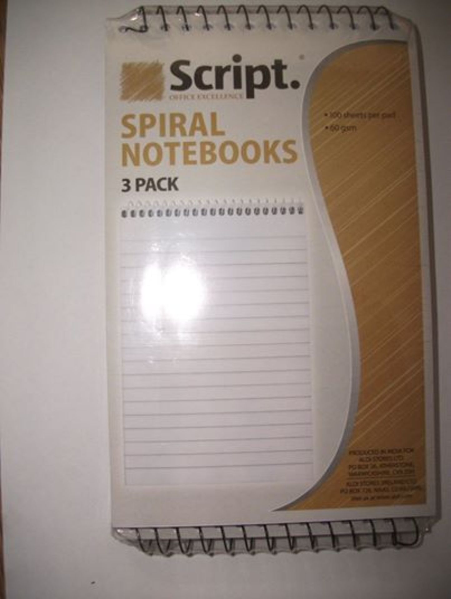 122 x Script Spiral Notebooks 100 sheet 60gsm lined, 4 boxes of 33 packs of 3 pads