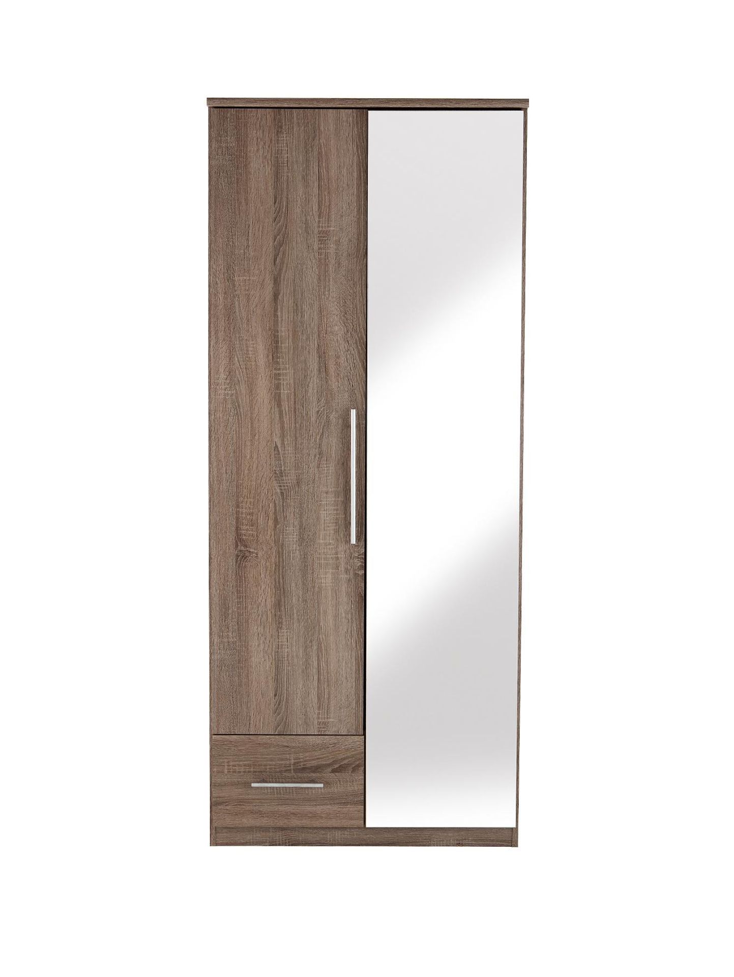 Boxed Item Cologne 2 Doors 1 Drawers Wardrobe [Dark Oak] 199X81X52Cm Rrp:£382.0