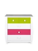 Boxed Item Orlando 5 Drawers Chest [Pink/Lime] 74X74X43Cm Rrp:£178.0