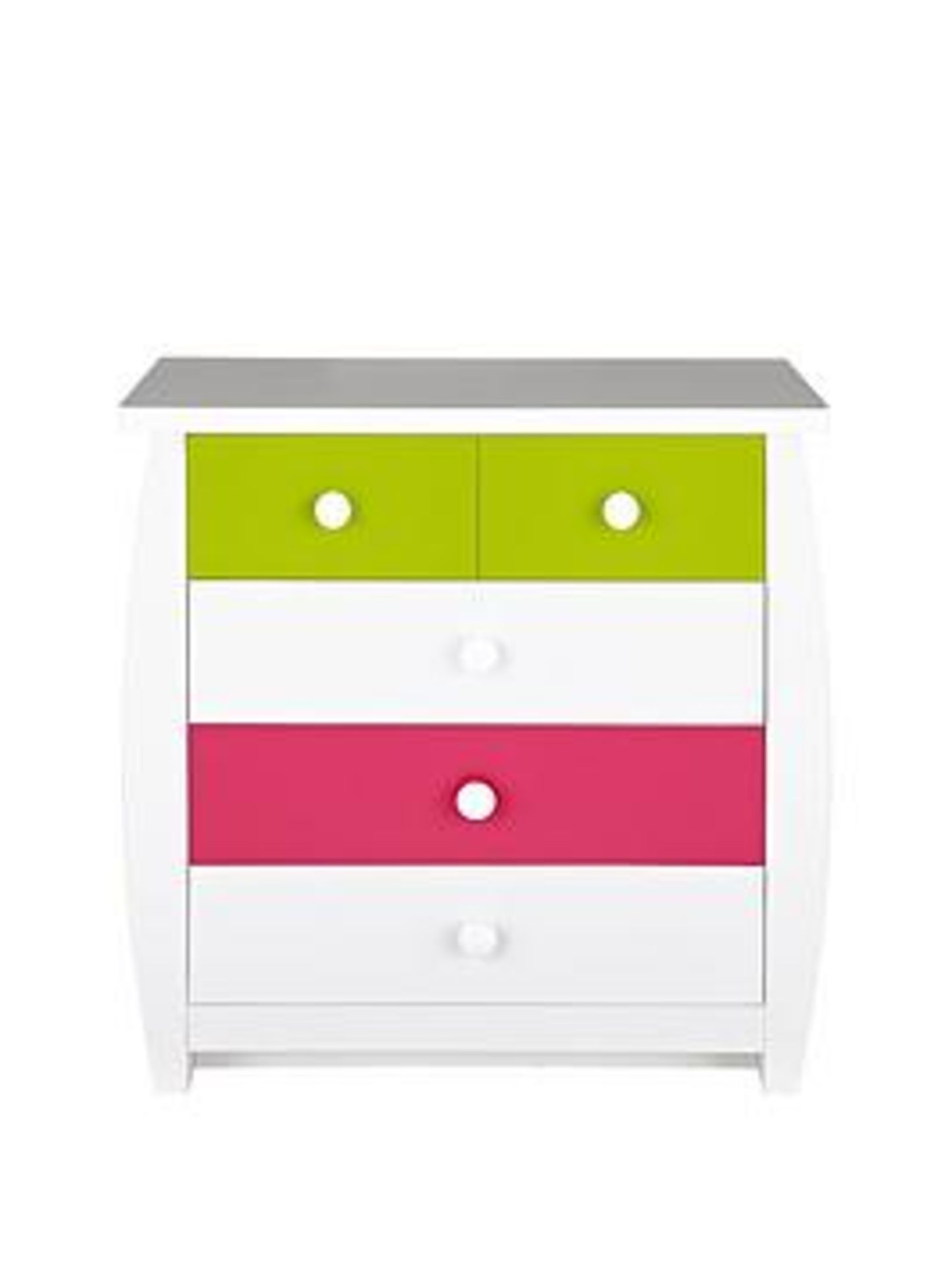 Boxed Item Orlando 5 Drawers Chest [Pink/Lime] 74X74X43Cm Rrp:£178.0