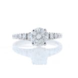 18ct White Gold Single Stone Prong Set With Stone Set Shoulders Diamond Ring (0.91) 1.22 Carats