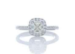 18ct White Gold Single Stone With Halo Setting Ring (1.01) 1.27 Carats
