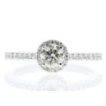 18ct White Gold Single Stone Halo Set With Stone Set Shoulders Diamond Ring (0.25) 0.52 Carats