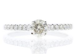 18ct White Gold Single Stone Claw Set With Stone Set Shoulders Diamond Ring (0.46) 0.61 Carats