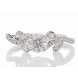 18ct White Gold Single Stone Diamond Ring With Stone Set Shoulders (0.55) 0.91 Carats