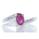 9ct White Gold Diamond And Ruby Ring 0.01 Carats