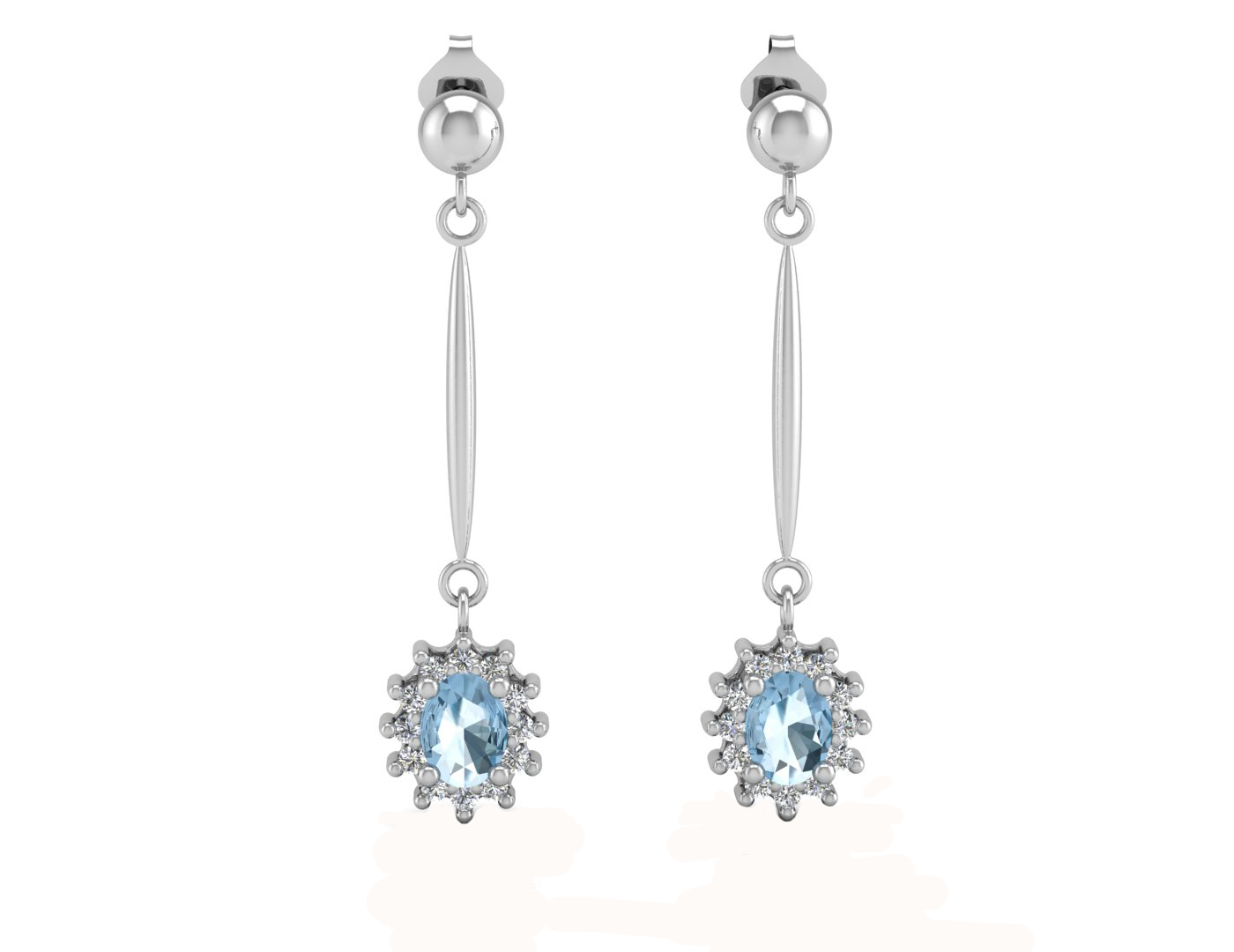 9ct White Gold Diamond And Blue Topaz Earring 0.12 Carats - Image 3 of 3