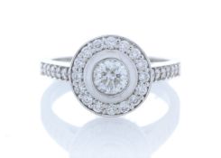 18ct White Gold Single Stone With Halo Setting Ring (0.50) 1.00 Carats