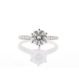 18ct White Gold Single Stone Prong Set With Stone Set Shoulders Diamond Ring (1.56) 1.85 Carats