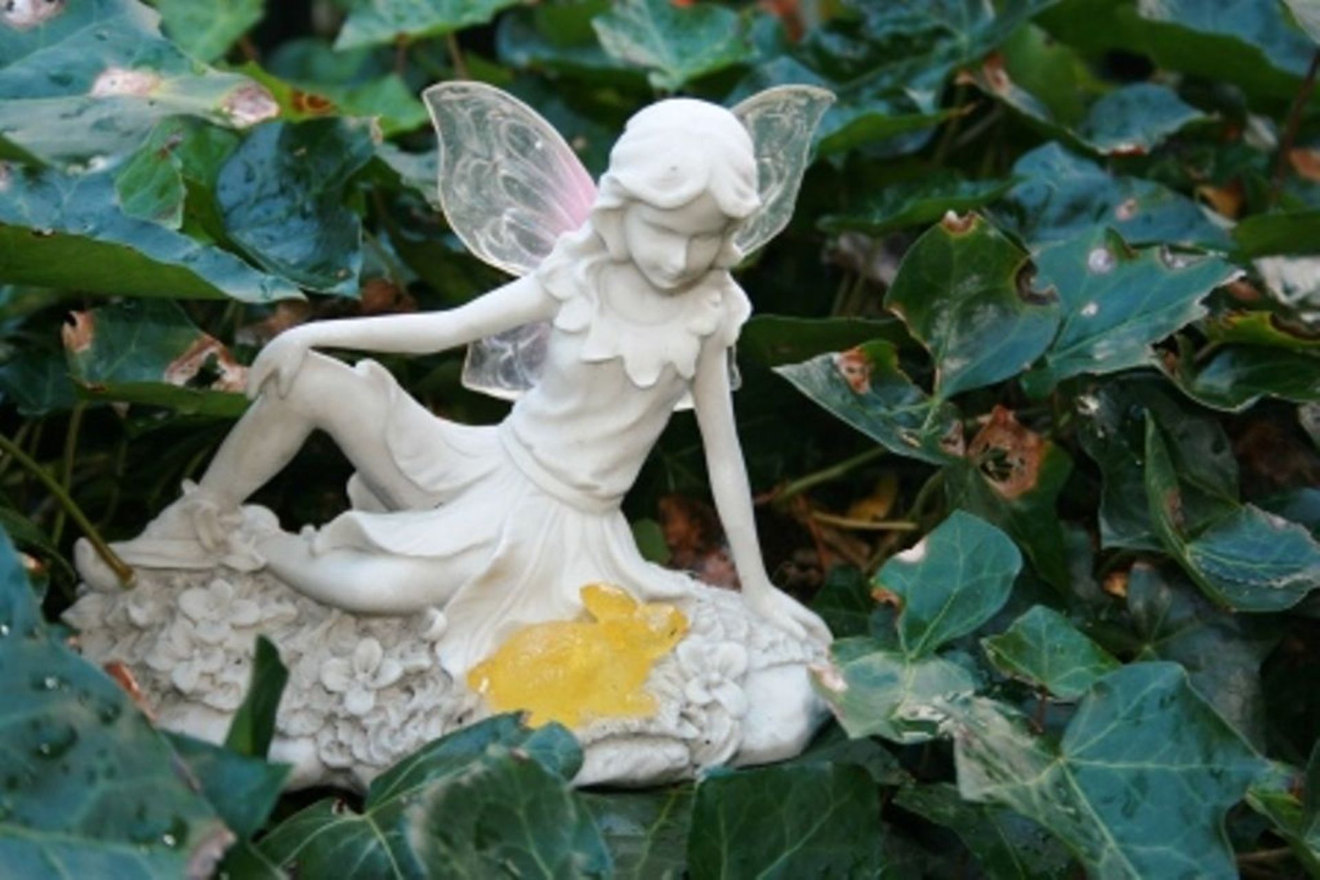2x Fairy Garden Ornament With Solar Light Up Wings And Rabbit
