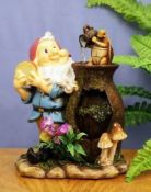 Colourful Indoor Gnome Water Feature Or Outside Garden Gnome Ornament - F