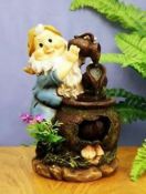 Colourful Indoor Gnome Water Feature Or Outside Garden Gnome Ornament - D