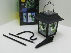 4 x Solar Powered Humming Bird Stained Glass LED Lantern
