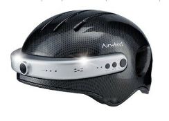 Sports Crash Helmet With Camera Built In. Carbon Fibre