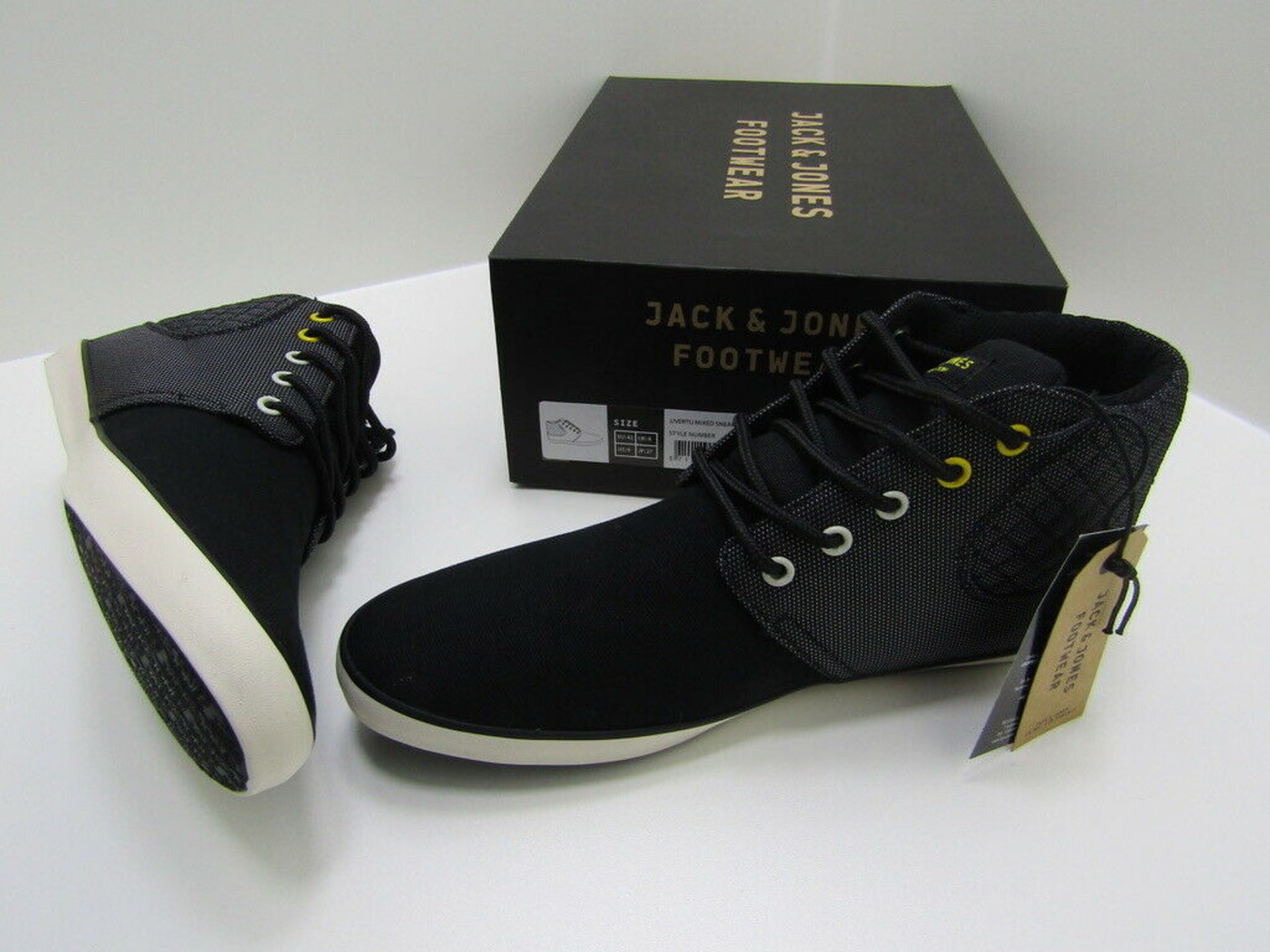 Jack & Jones Hi Top Sneakers, Trainers. Black. Size UK 8 - Image 3 of 8