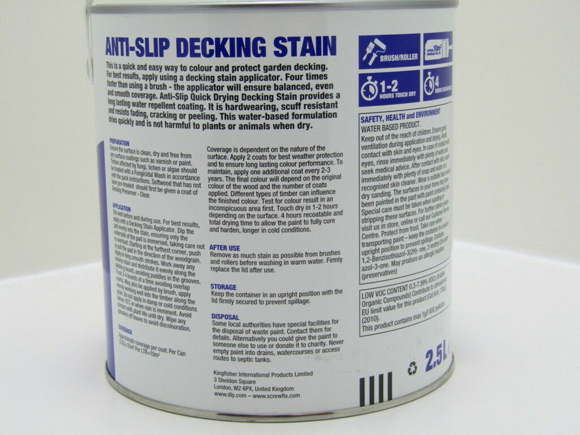 5 x Anti Slip Decking Paint. Teak. 2.5ltr Each - Image 3 of 3