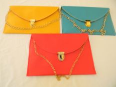 3 x Chain bag shoulder evening clutch bag (Yellow/Terquise/Red)