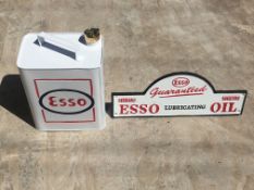 Esso Can & Large Cast Iron Esso Sign