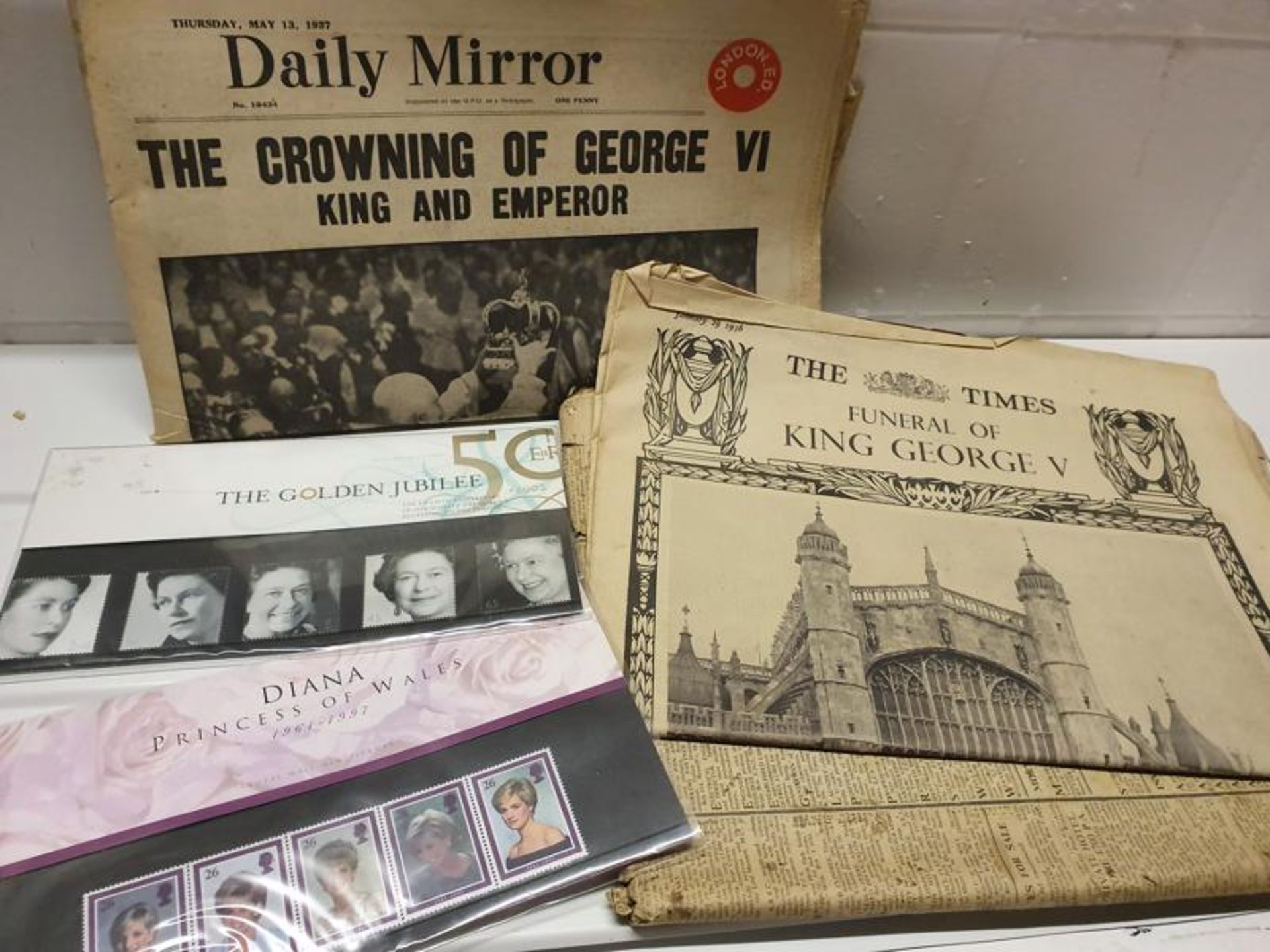 Vintage Royalty Newspapers & stamps