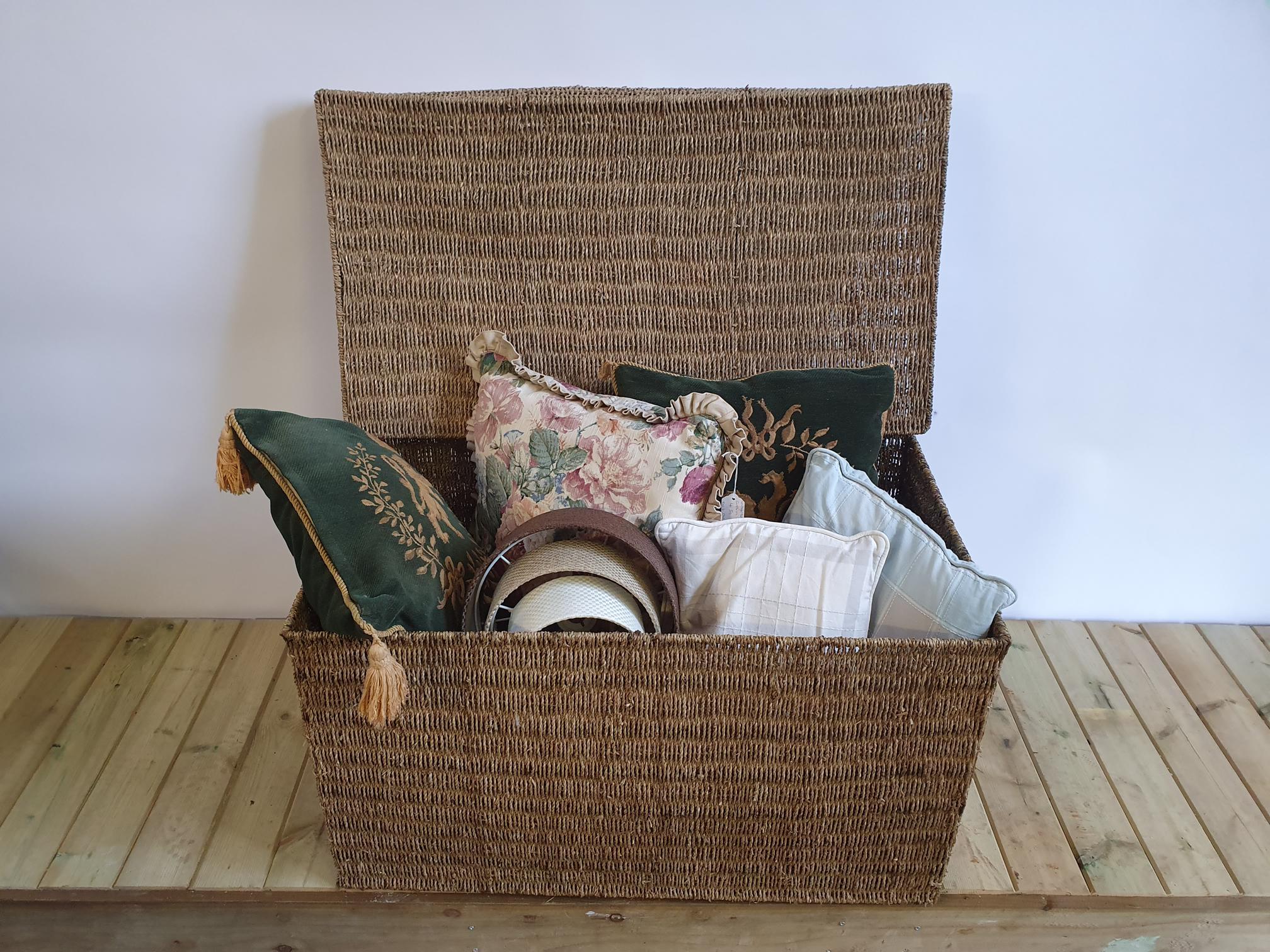 Wicker Basket and Contents