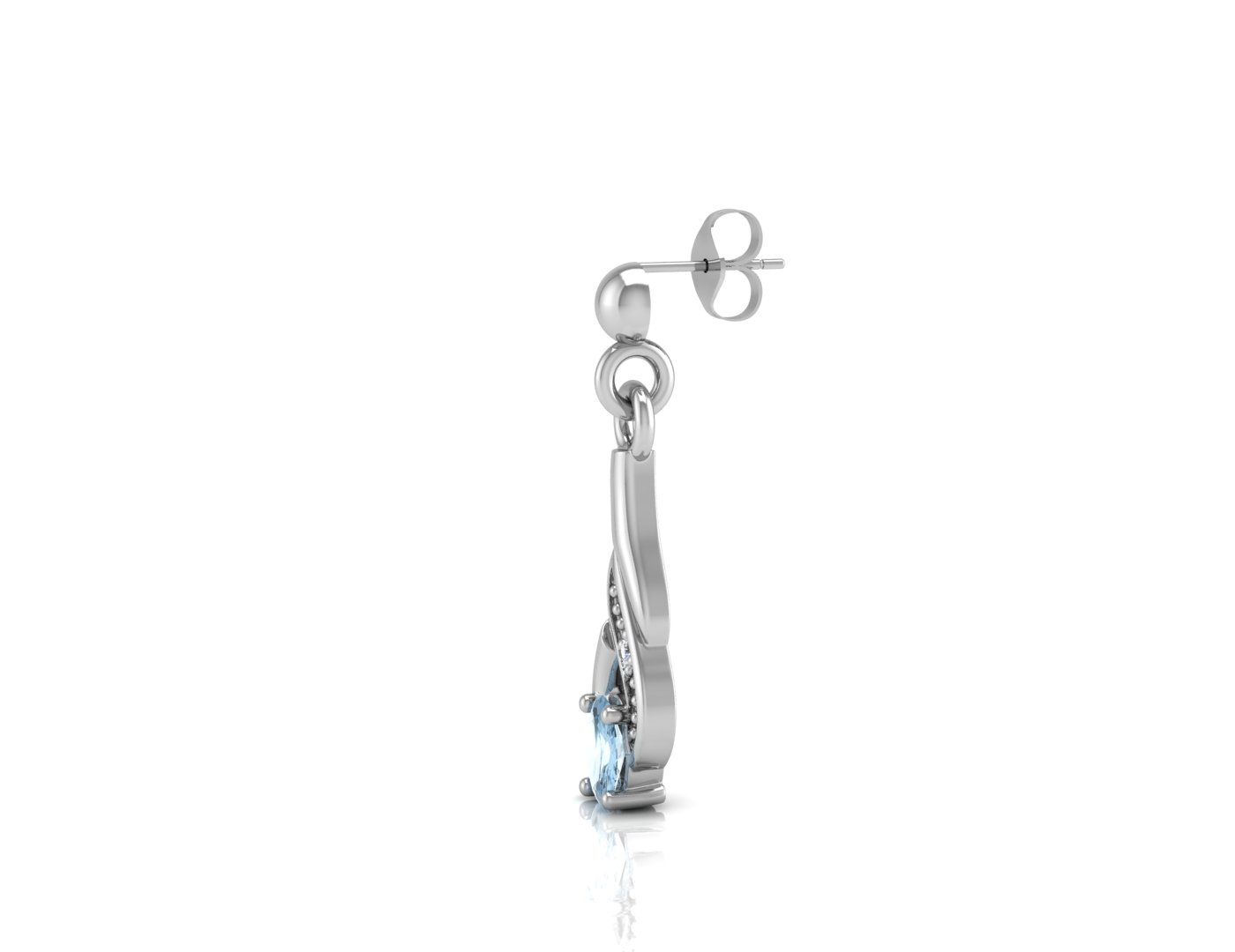 9ct White Gold Diamond And Blue Topaz Earring 0.01 Carats - Image 2 of 3