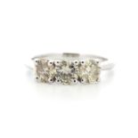 18ct White Gold Three Stone Claw Set Diamond Ring 1.58 Carats