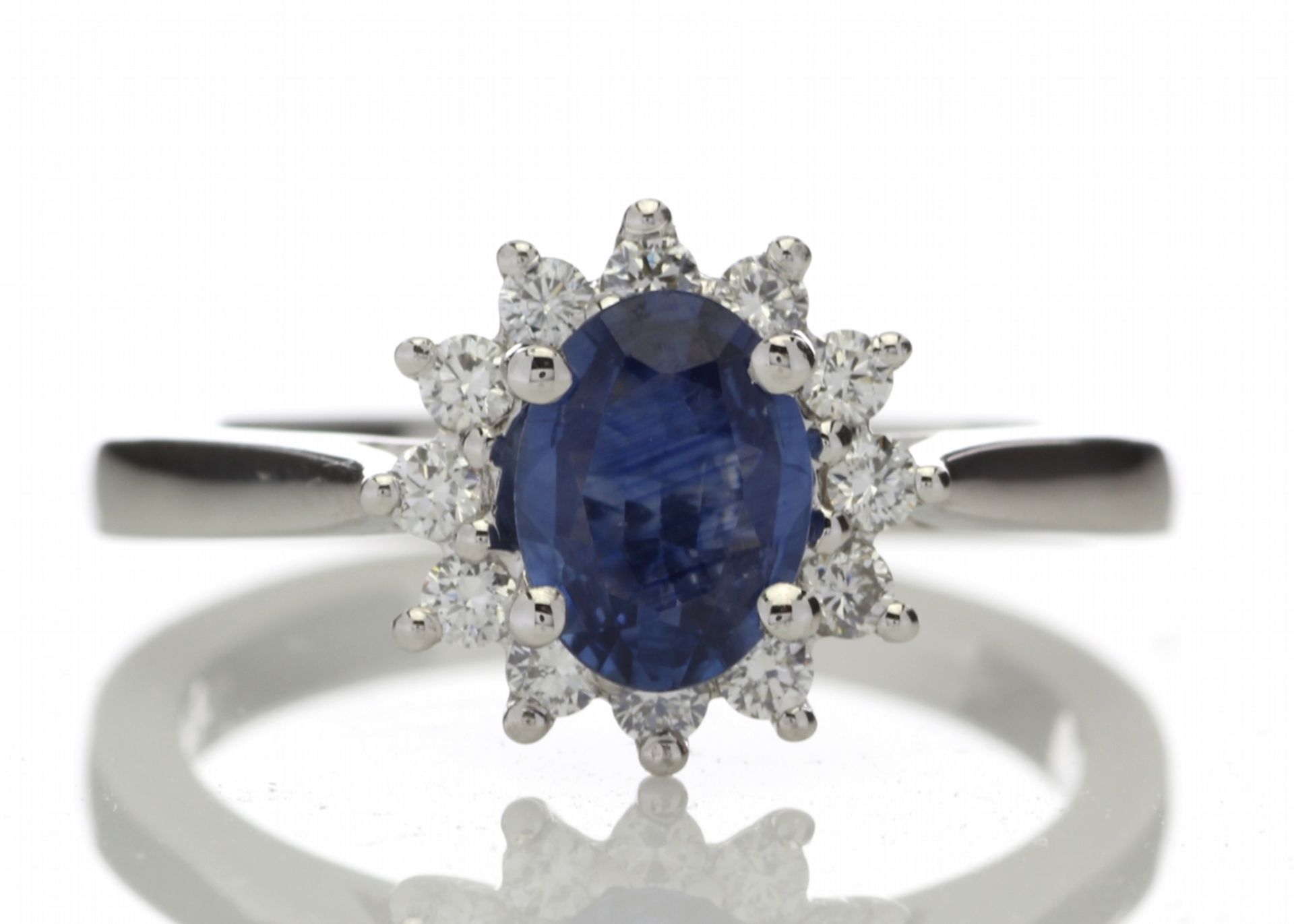 18ct White Gold Diamond And Sapphire Cluster Ring (S0.82) 0.25 Carats