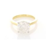 18ct Yellow Gold Single Stone Prong Set Diamond Ring 3.09 Carats